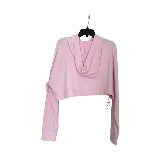 Guess Logo Cropped Hooded Sweatshirt Size S Reflective Long Sleeved pink - Picture 6 of 6